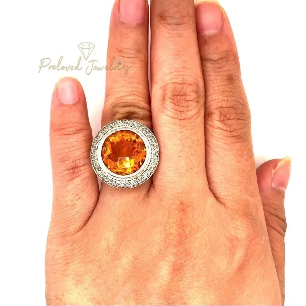 Stunning Citrine / Cz Cable Ring‎
